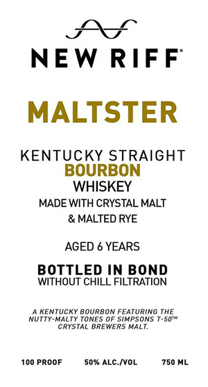 New Riff 6 Year Old Maltster With Crystal Malt & Malted Rye Bottled in Bond Kentucky Straight Bourbon Whiskey