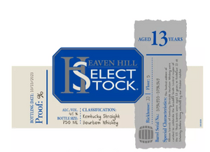 Heaven Hill 13 Year Select Stock Straight Bourbon Whisky